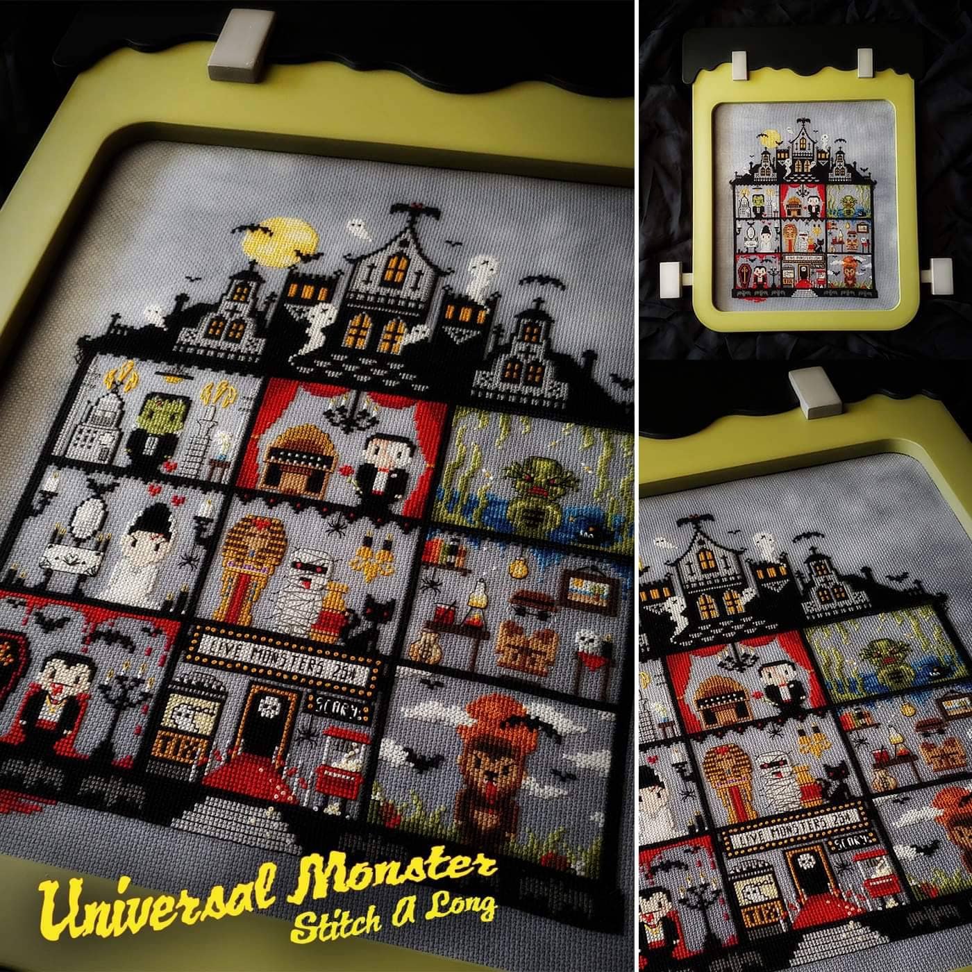 Universal Monster Stitch A Long (SAL) Cross Stitch Pattern - Mystery, Horror, Gothic, Halloween, Frankenstein, Mummy, Wolfman, Phantom
