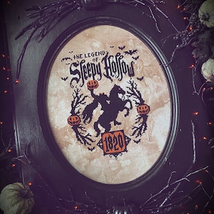 Sleepy Hollow Headless Horseman - Cross Stitch Pattern ~ Halloween, Horse, Mt Pleasant, Pumpkin Head, Gothic, Spooky, DMC 310 image 5