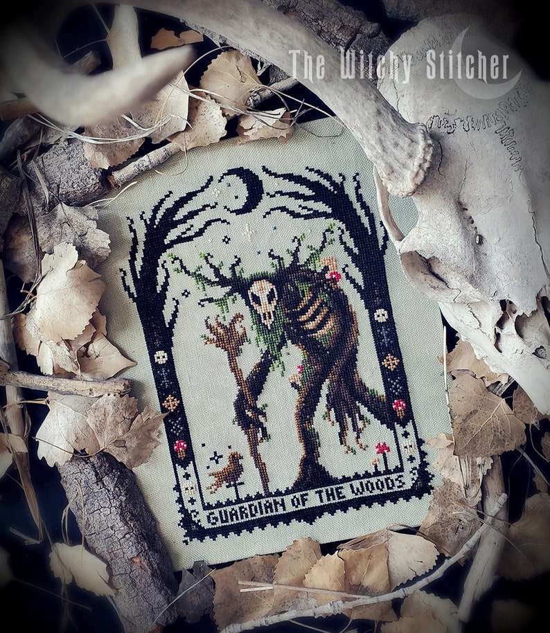 Leshy Cross Stitch Pattern Witch, Gothic, Witchcraft, Slavic Folklore, Forest Spirit, Guardian Of The Woods, Russian, Leshen, Witcher image 4