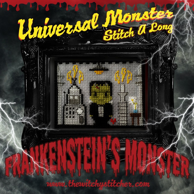 Monster Stitch A Long SAL Cross Stitch Pattern Mystery, Horror, Gothic, Halloween, Frankenstein, Mummy, Wolfman, Phantom, Dracula image 8