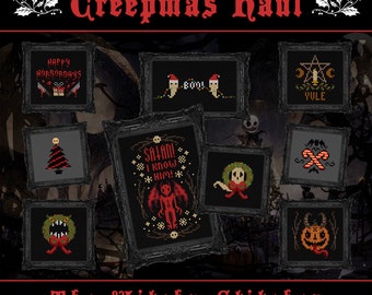 Creepmas Collection - Cross Stitch Pattern ~ Yule, Gothmas, Krampus, Happy HorrorDays, Creepy Christmas, Spooky, Cute, Ornaments