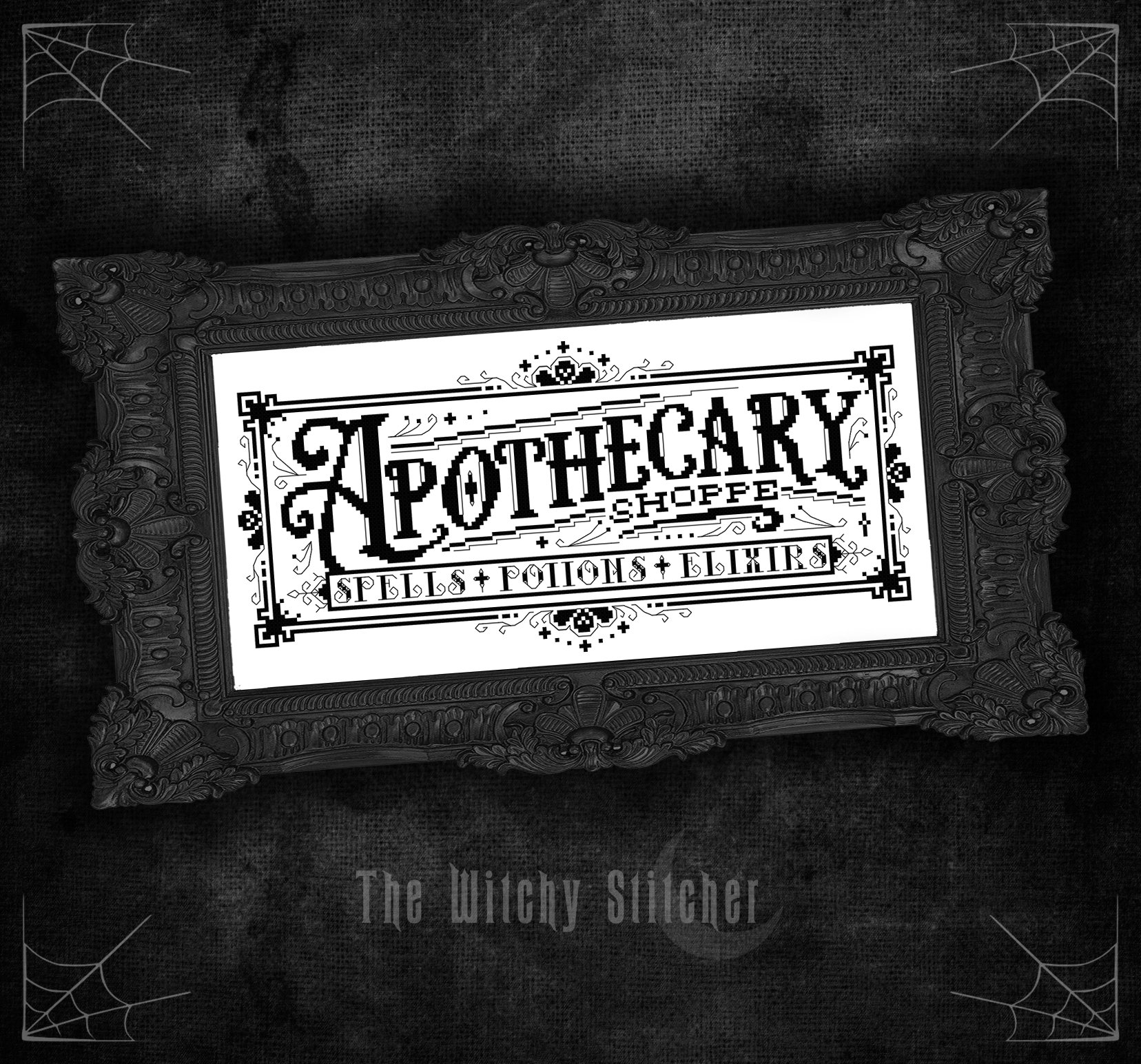 Apothecary Shoppe Sign - Cross Stitch Pattern - Shop, Sign, Witchy