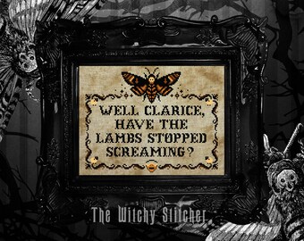 Have The Lambs Stopped Screaming? - Cross Stitch Pattern - Silence Of The Lambs, Hannibal, Horror, Deaths Head Moth, Hawk Moth, Gothic, Odd