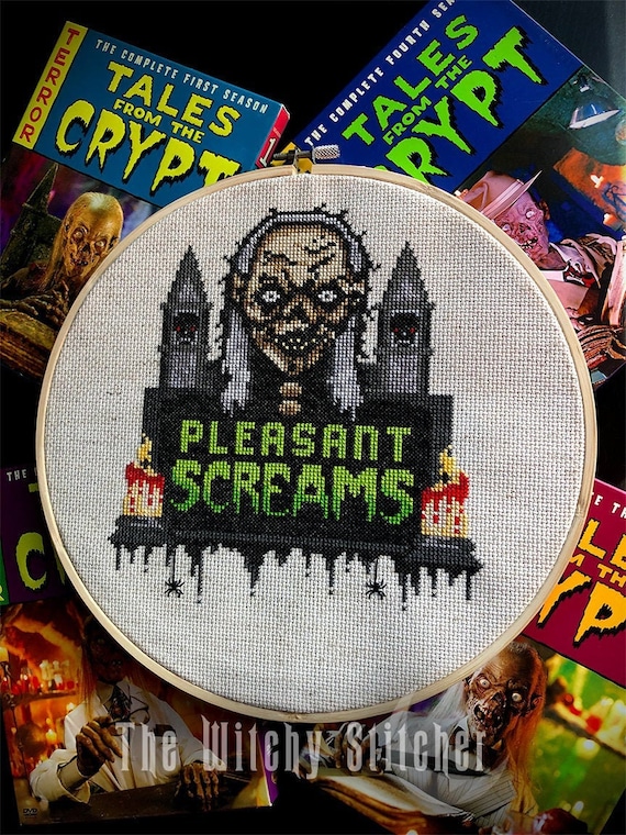 Pleasant Screams - The Cryptkeeper - Tales From The Crypt - Horror Cross Stitch Pattern - Gothic, TV, Classic, Spooky, Halloween