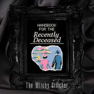 Handbook for the Recently Deceased Cross Stitch Pattern Gothic, Halloween, Movie, Cult Classic, Spooky, Book image 2