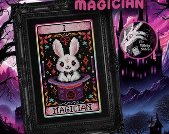 Magician - Nostalgic Tarot - Cross Stitch Pattern - Retro, 90's, Vintage, Rainbow, Colourful, Weird, Nostalgia, Esoteric, Occult, Gothic
