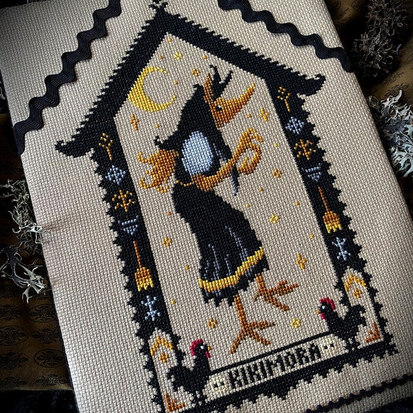 Kikimora - Cross Stitch Pattern ~ Witch, Gothic, Witchcraft, Slavic Folklore, Chicken Spirit, Russian, House, Domovoi