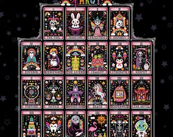 FULL BUNDLE - Nostalgic Tarot - Cross Stitch Pattern - Retro, 90's, Vintage, Rainbow, Colourful, Weird, Nostalgia, Esoteric, Occult, Gothic