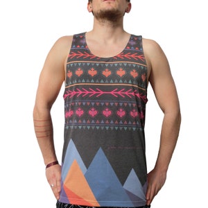 Abstract Ethnic Tank Top - Unique 90s Design - Unisex Festival Attire - Trendy Gift Idea