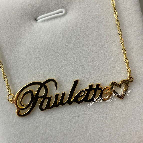 10k Solid Gold Personalized Name Necklace Fancy Cursive Etsy 10k Solid Gold Personalized Name Necklace Fancy Cursive Etsy