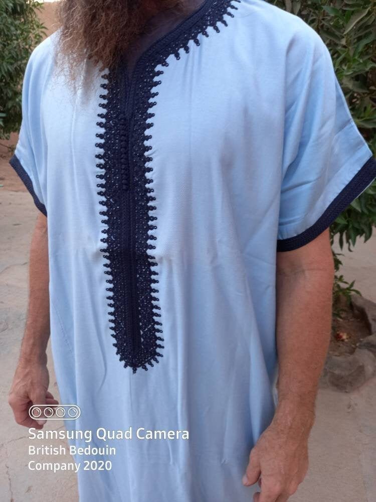 Image of Luxury Cotton Moroccan Gandora/Khandora Jalabiya Djellaba Thobe Qamees Jubba. Size - 56". Different Sizes & Colours Available