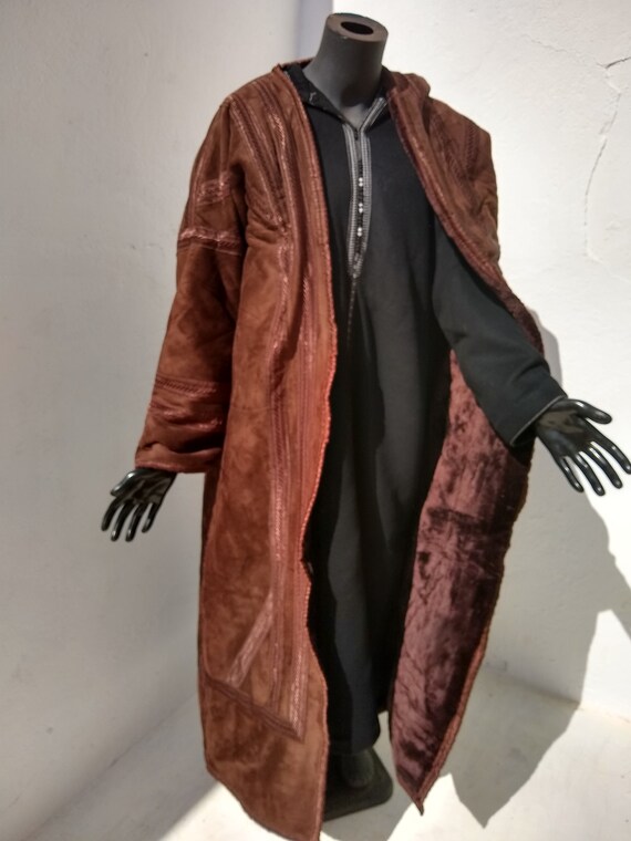 Last One 140cm Moroccan Winter Coat Kaftan Coat Djellaba Coatdesert Coat Very Thick Fur Lined Suede Long Winter Coat Etsy Australia