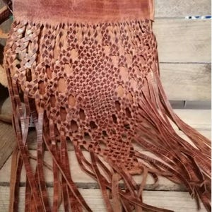 Vintage handgemachte marokkanische Leder Fransen Umhängetasche