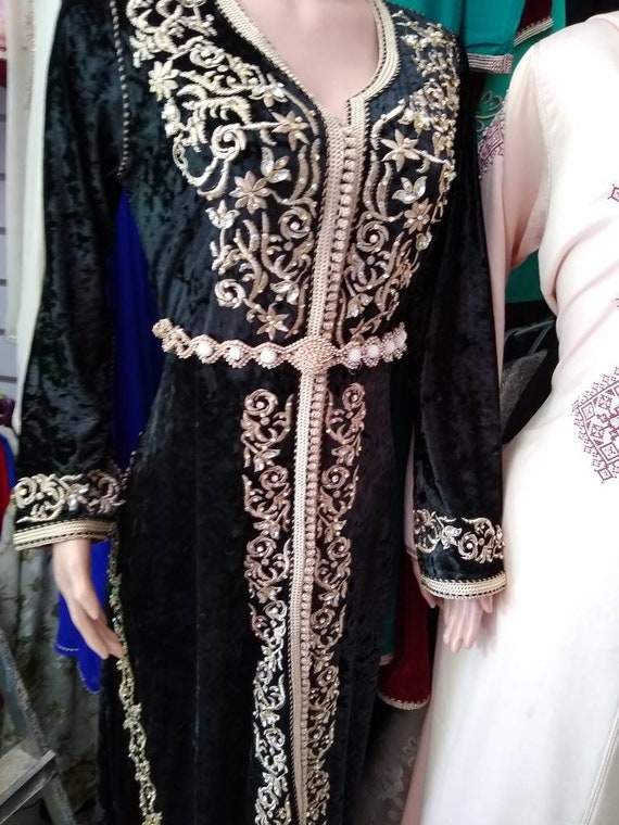 Lujo Velour Marroquí Novia Kaftan Negro Terciopelo Kaftan Boda | Etsy México
