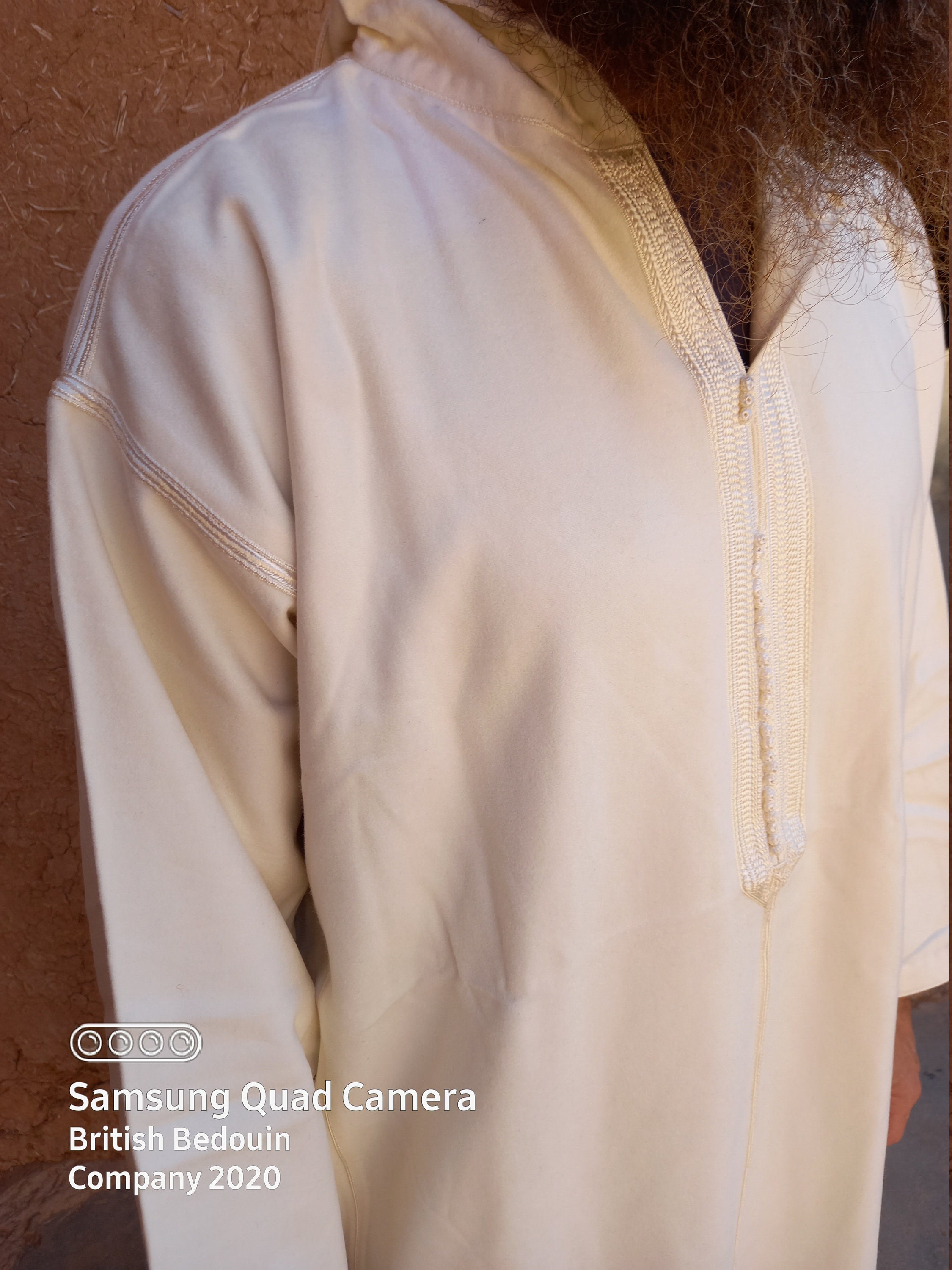 Image of Gorgeous Wool Heavy-Weight Hooded Moroccan Djellaba/Thobe Jalabiya Qamees Kaftan. Size - 52.3"