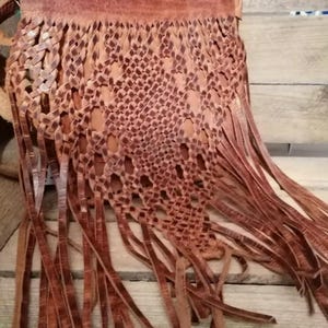 Vintage handgemachte marokkanische Leder Fransen Umhängetasche