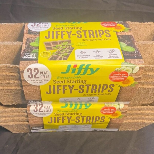 Seed Starting Jiffy-Strips, 64 Organic Peat Cells