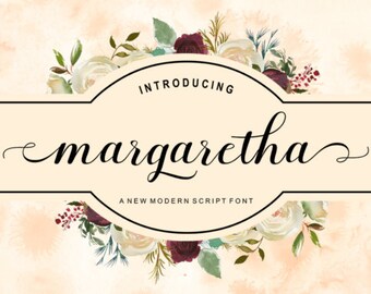 Margaretha Fonts Digital font Swirly Font Script Font Digital download swash font Handwritten font calligraphy font wedding font Cricut font