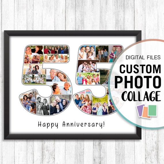 55th Birthday Gift 55 Photo Collage 55th Anniversary Gifts Etsy