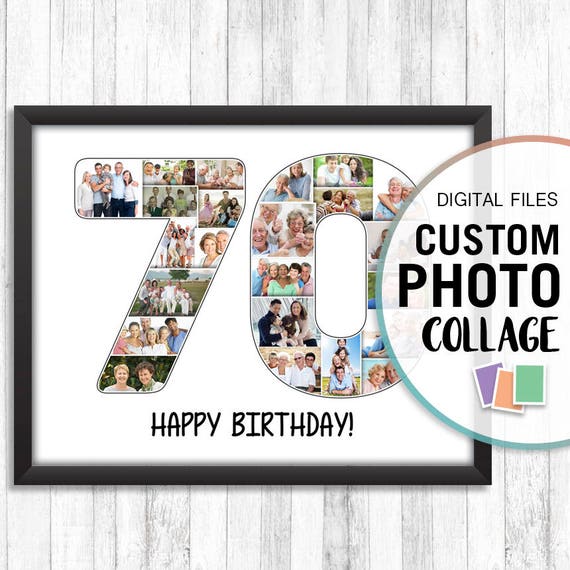 70th Birthday Photo Collage 70th Anniversary Gift 70th Etsy
