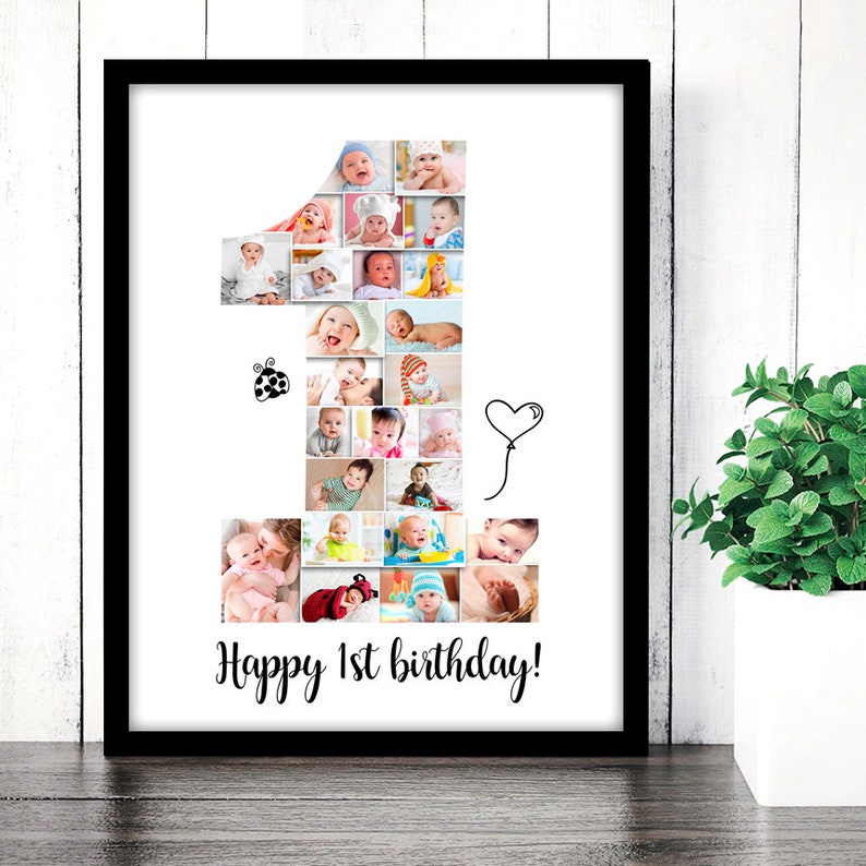 1st Birthday Photo Collage 1st Anniversary Photo Collage 1st Etsy