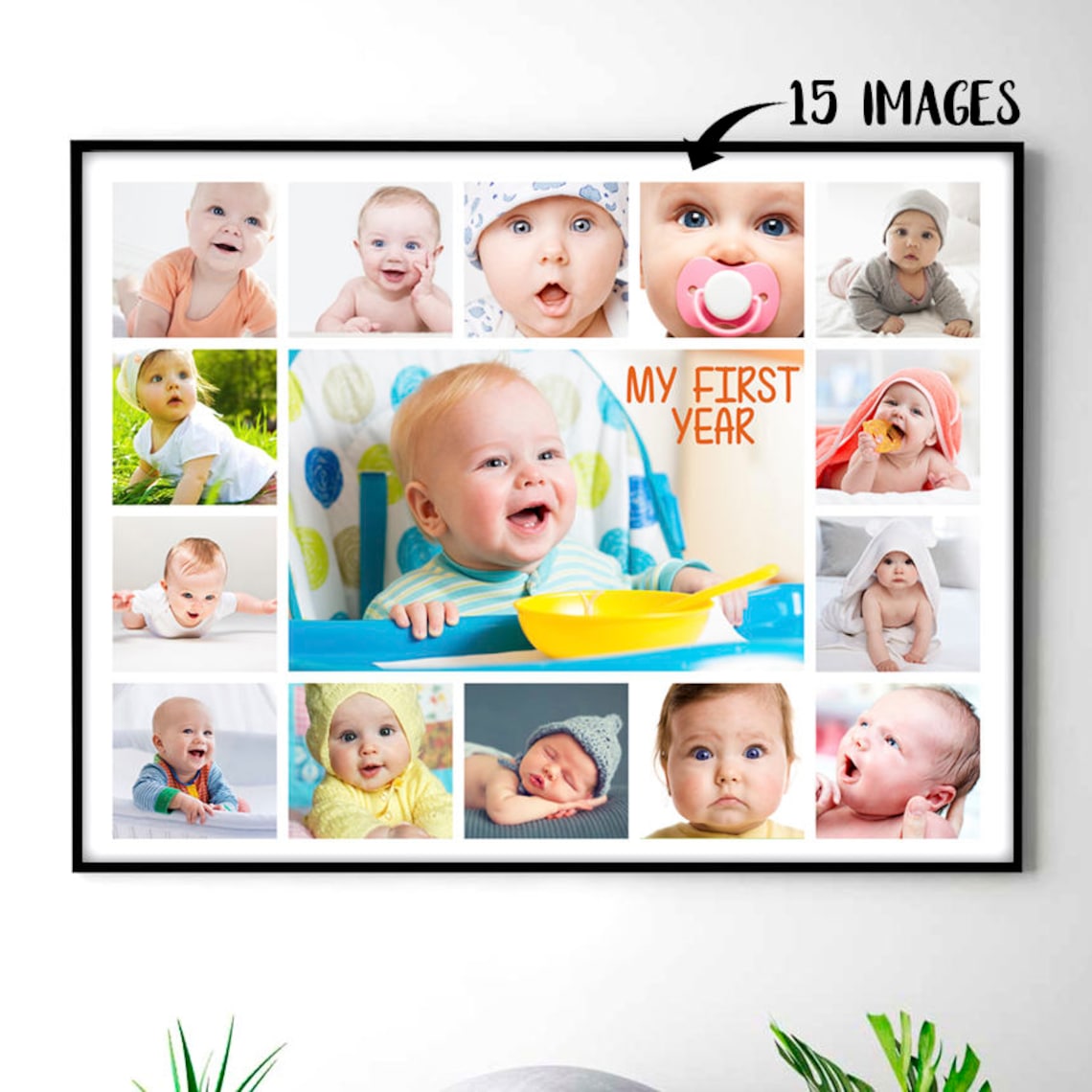 First Birthday Collage Baby Photo Collage Personalized Etsy