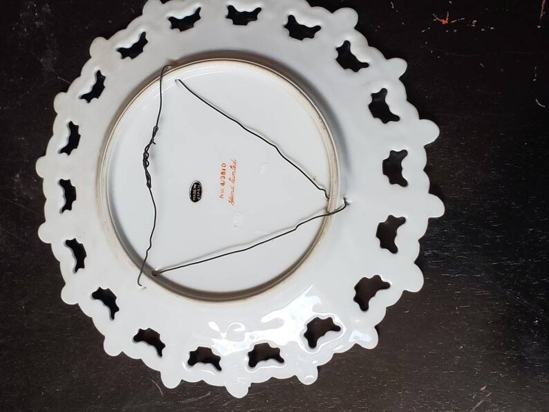 Westmoreland Milk Glass plates with fleur de lis border set of 2