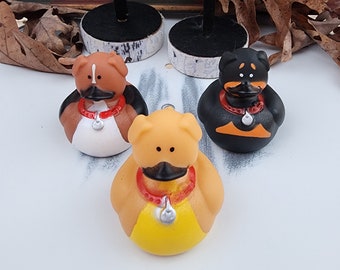 Dog Puppy Animal Themed Rubber Ducks Gift for Friend Office Desk Toy Dog Lover - Tan Black Brown White - Individuals or Pack of 3