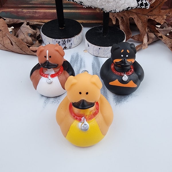 Dog Puppy Animal Themed Rubber Ducks Gift for Friend Office Desk Toy Dog Lover - Tan Black Brown White - Individuals or Pack of 3