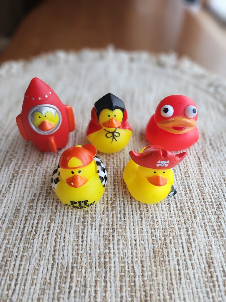 Red Rubber Duck Ducks Set Rocket Vampire Eye Popper Racing Pirate Red