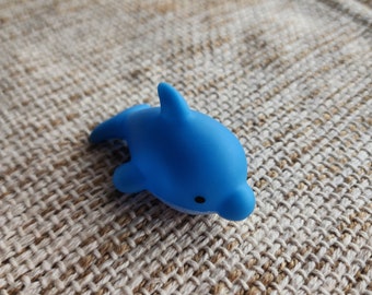 Dolphin Sea Ocean Animal Themed Blue Rubber Figure Rubber Animal Animals Rubber Duck Ducks - Blue Black White - Individual