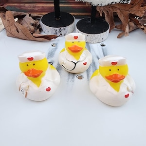 Nurse medical themed yellow rubber duck ducks - white red black - individuals or pack of 3