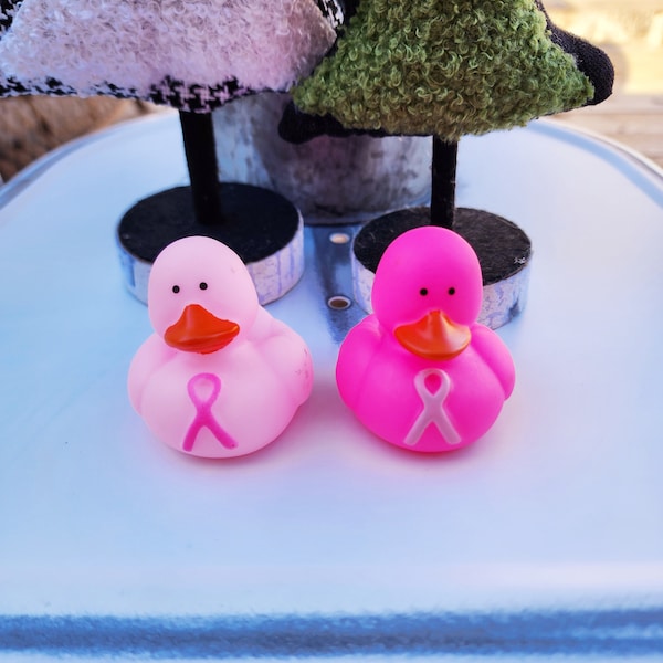 Breast Cancer Awareness Themed Pink Rubber Duck Ducks - Pink Light Pink Ribbon - Individuals, Pack of 2, or Pack of 3