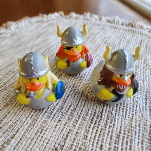 Viking Medieval Themed Yellow Rubber Duck Ducks - Helmet Sword Shield Red Brown Yellow - Individuals or Pack of 3