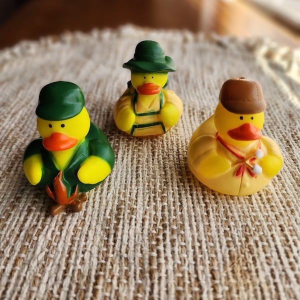 Camping Rubber Ducks | Cute Novelty Gift | Hiking Lover | Gift for Friend | Office Desk Toy | Individual Item | Pack of 3