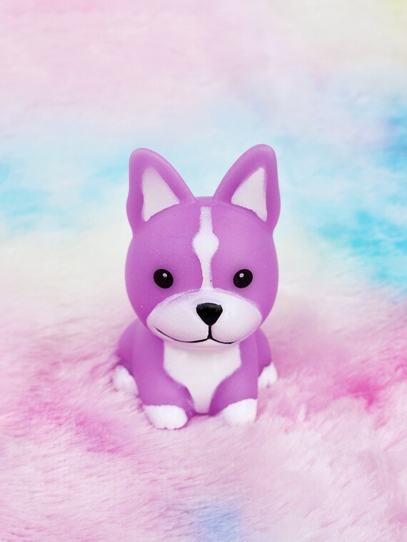 Purple Boston Terrier Rubber Dog Figure