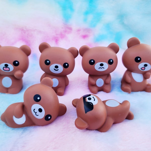 Cute Bears | Cute Novelty Gift | Mountains Lover | Rubber Animal | Office Desk Toy | Gift for Animal Lover | Individual Item | Set of 6