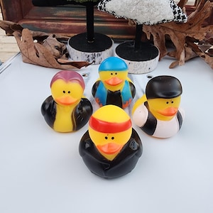 Biker themed yellow rubber duck ducks - red purple blue black - individuals or pack of 4