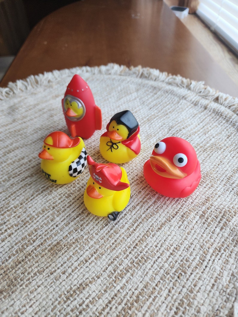 Red Rubber Duck Ducks Set Rocket Vampire Eye Popper Racing Pirate Red