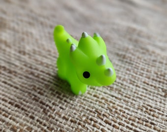 Triceratops Dinosaur Themed Green Rubber Figure Rubber Animal Animals Rubber Duck Ducks - Green White Black - Individual