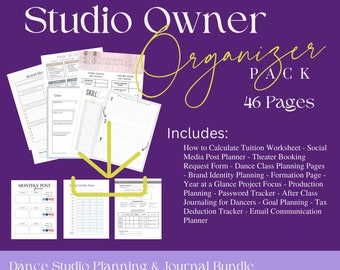 Dance Teacher, Dance Studio Ballet Planner and Organizer Pack, Quick Download, Digital Pages Pack, Ballet Class Bundle