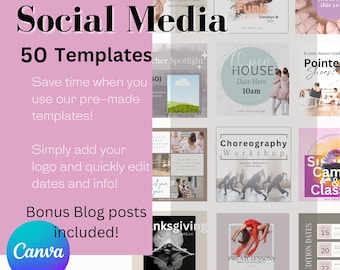 Dance Studio Social Media Templates, Digital Downloads, Ballet Teacher Instagram Templates Pack, Bundle