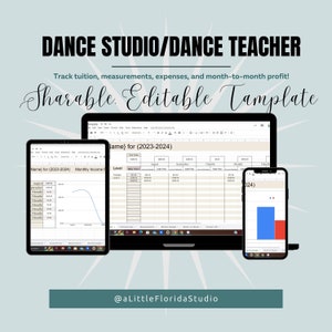 Digital Planner Template, Dance Studio Owner Organizer, Dance Teacher Budget, Profit Tracker