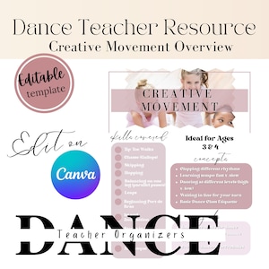 Dance Teacher Canva Template, Dance Class Flyer, Preschool Dancers, Creative Movement, Dance Resource