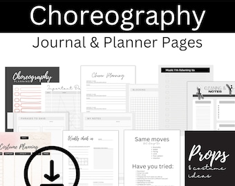 ダンス教師向け振り付けプランナー、印刷可能なページ、ダウンロード可能なレッスンプランニング