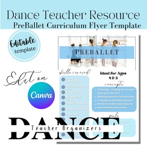 Dance Teacher Canva Template, Dance Class Flyer, Preschool Dancers, PreBallet Printable, Dance Resource