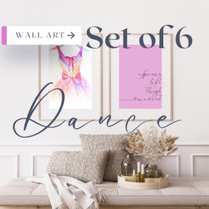 Ballerina Set of 6 Prints, Ballerina Wall Art, Girls Room Art, Dance Studio Downloadable Prints, Printable Wall Art