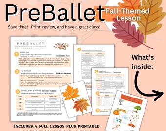 Printables pre-balletles, dansles en sjablonen, herfst, herfst, balletschool, dansleraar