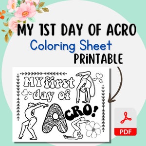 Coloring Printable First Day of Acro, Dance Teacher Resource, Lesson