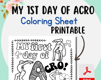 Coloring Printable First Day of Acro, Dance Teacher Resource, Lesson
